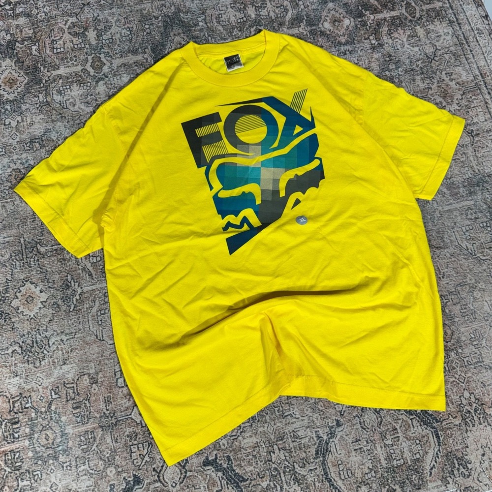 2000s Y2K Fox Racing Tee Yellow Size XL Affliction Style Brand New